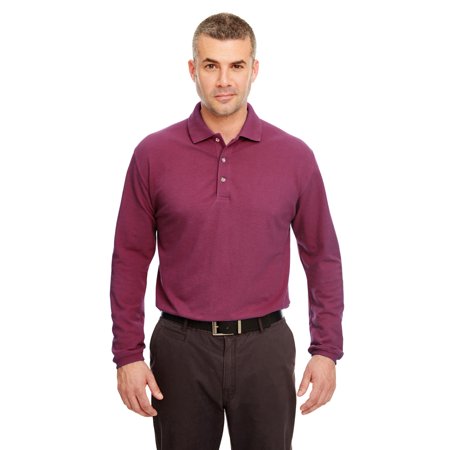 UltraClub Adult Long-Sleeve Classic Piqué Polo - 8532