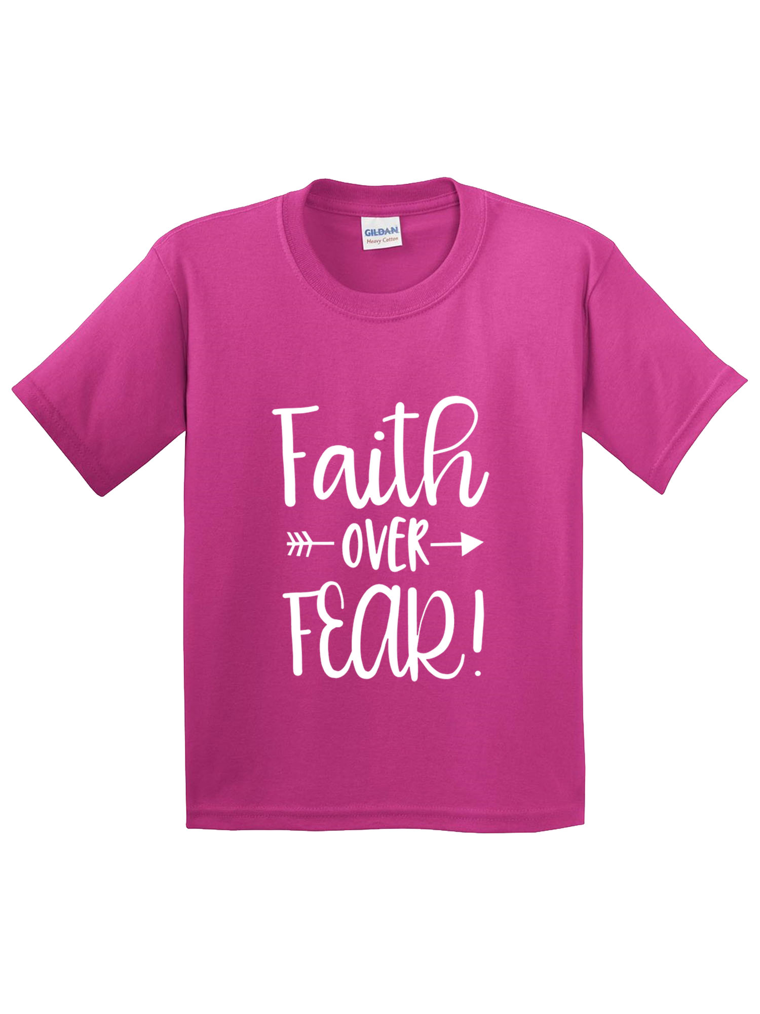 Trendy USA 1253 - Youth T-Shirt Faith Over Fear Script Large Heliconia