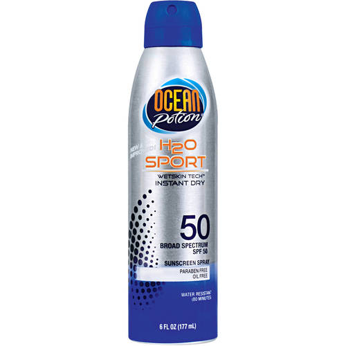 Ocean Potion H2O Sport WetSkin Tech Instant Dry Sunscreen Spray, SPF 50, 6 Fl Oz