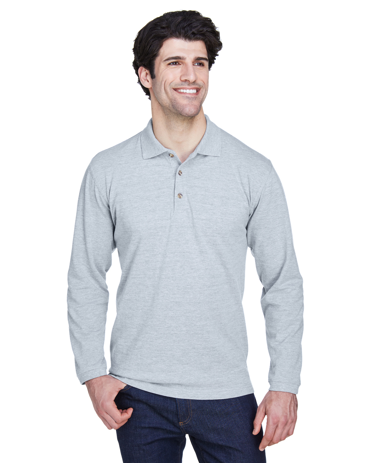 UltraClub Adult Long-Sleeve Classic Piqué Polo - 8532