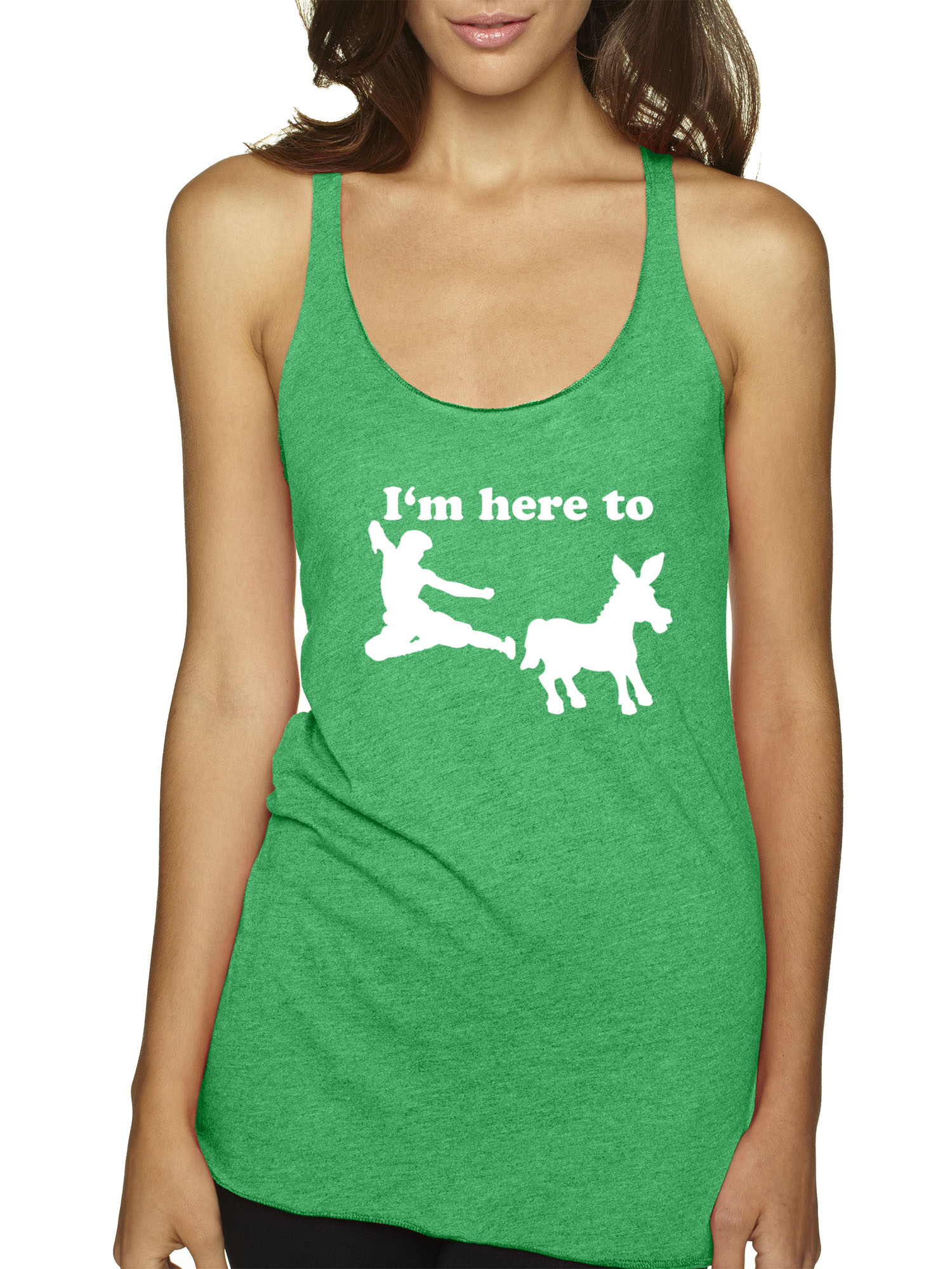 Trendy USA 1229 - Women's Tank-Top I'm Here to Kick Ass Karate Donkey Small Envy