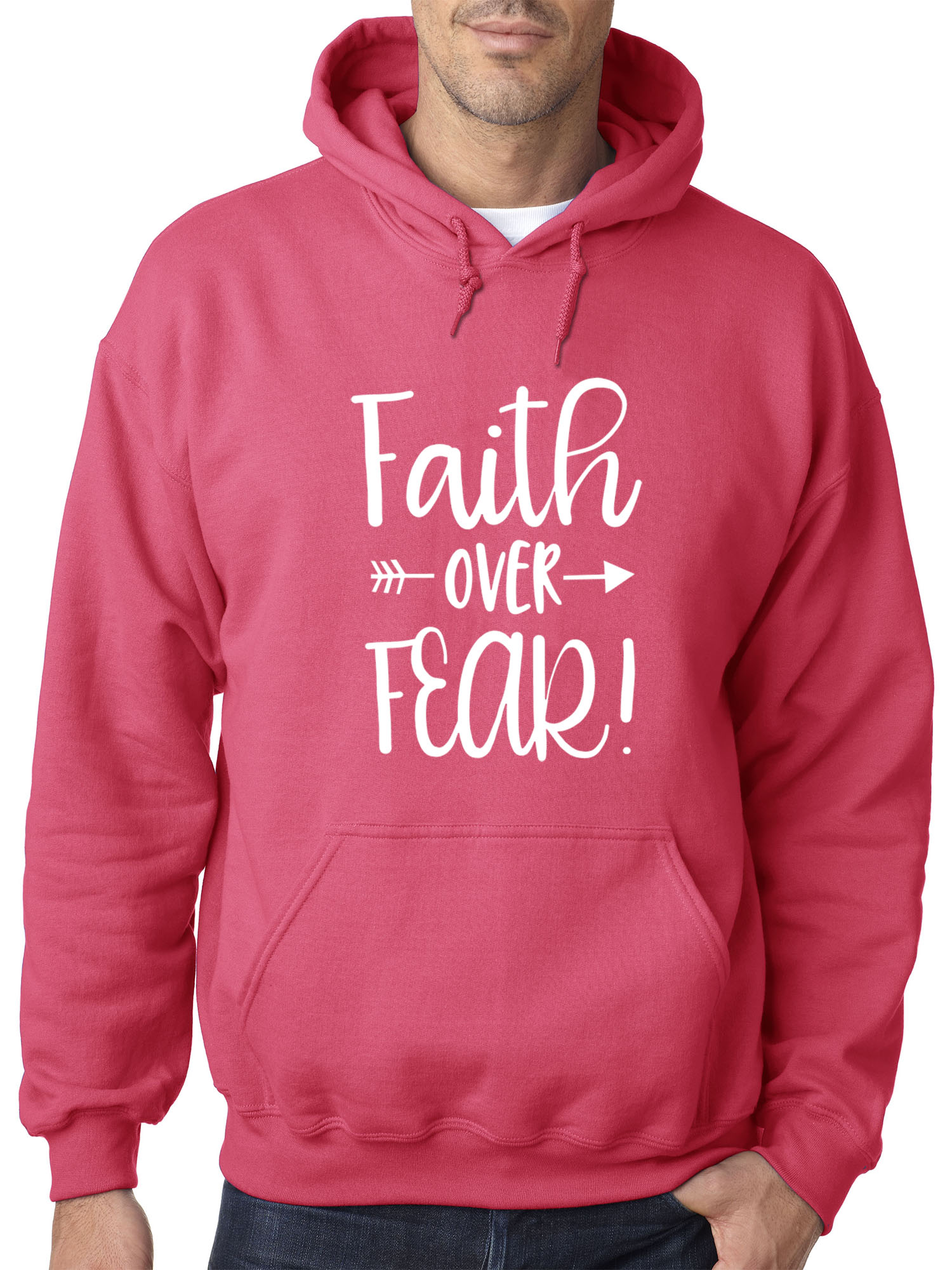 Trendy USA 1253 - Adult Hoodie Faith Over Fear Script Sweatshirt 3XL Heliconia