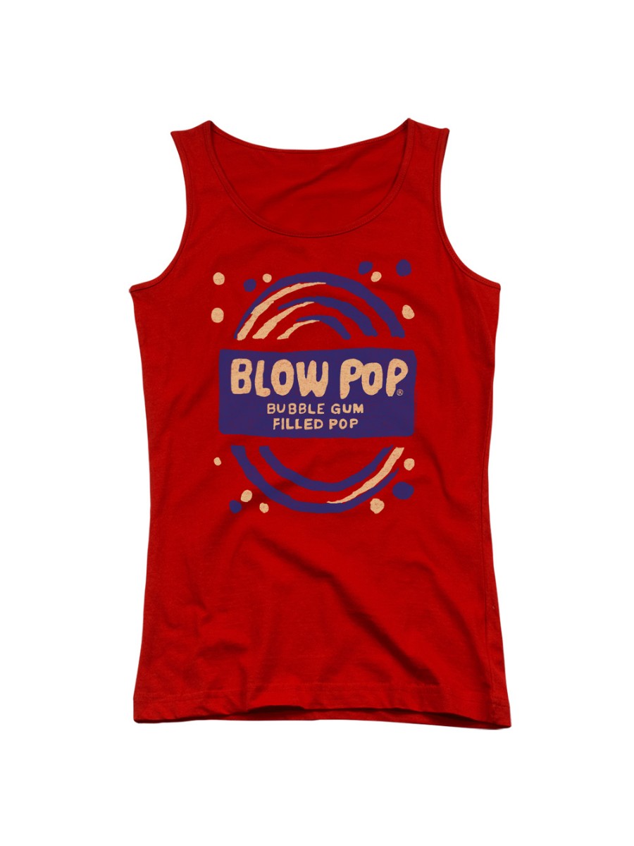 Tootsie Roll Chocolate Candy Lollipop Blow Pop Rough Painted Juniors Tank Top