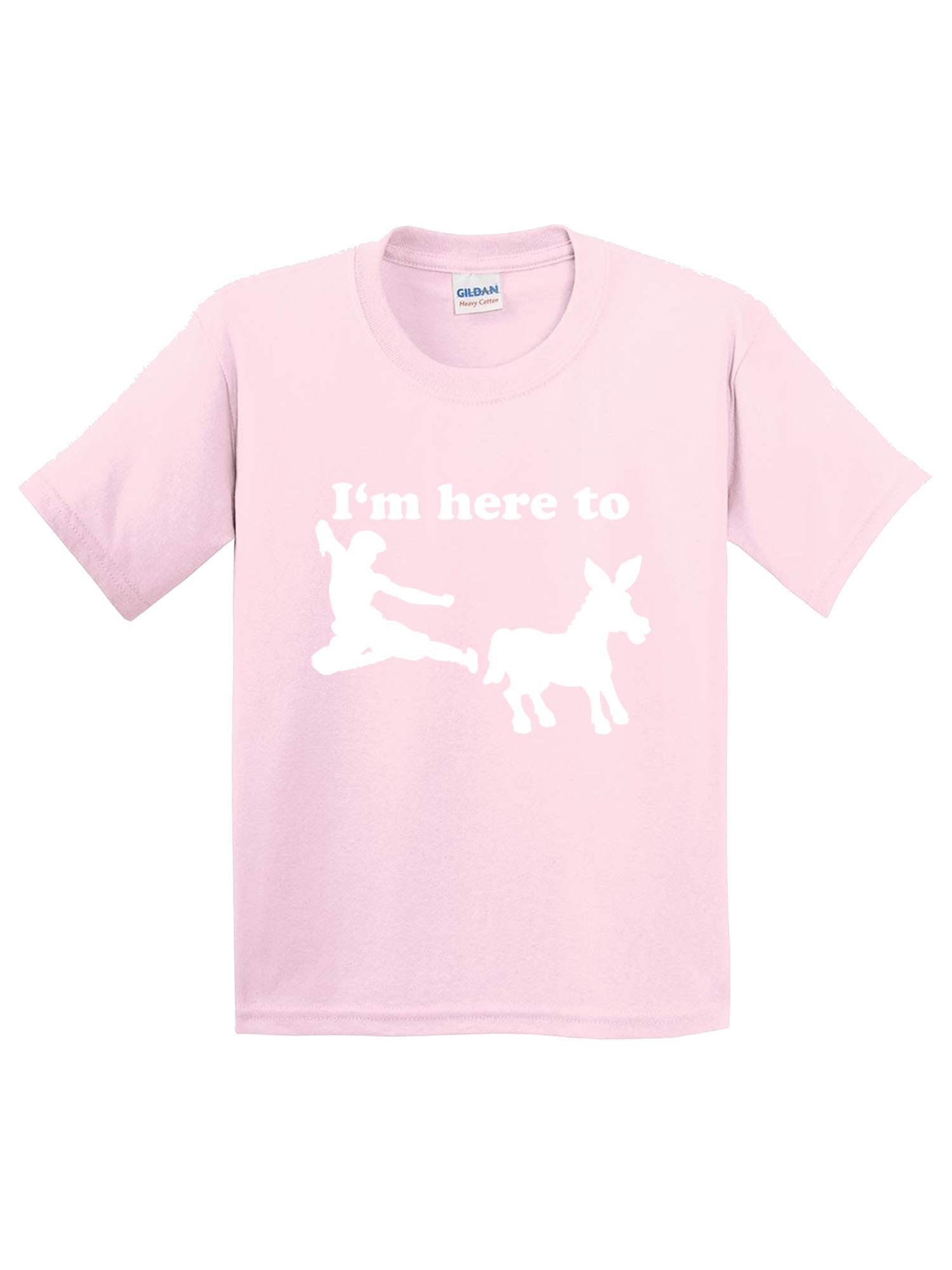 Trendy USA 1229 - Youth T-Shirt I'm Here to Kick Ass Karate Donkey XL Light Pink