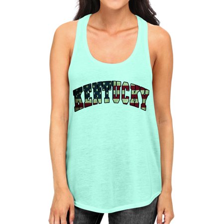 Junior S Kentucky USA Flag B1562 PLY Mint Racerback Tank Top X-Large Mint