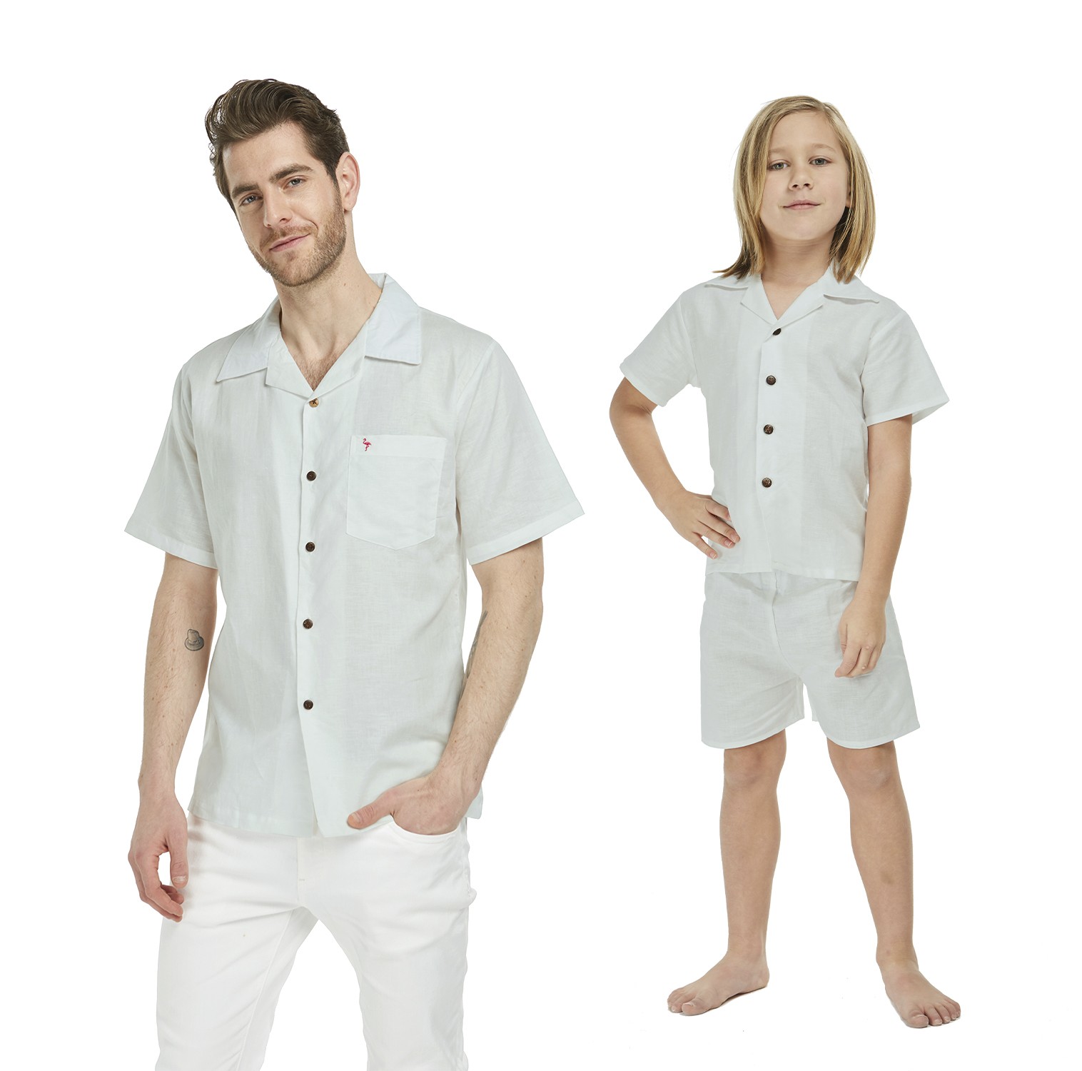Matching Father Son Linen Outfit Men Shirt Boy Shirt Only Solid Color in Ocean Spray 2XL-14