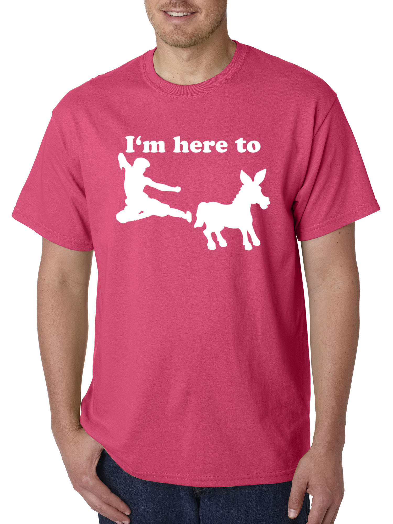 Trendy USA 1229 - Unisex T-Shirt I'm Here to Kick Ass Karate Donkey 2XL Heliconia