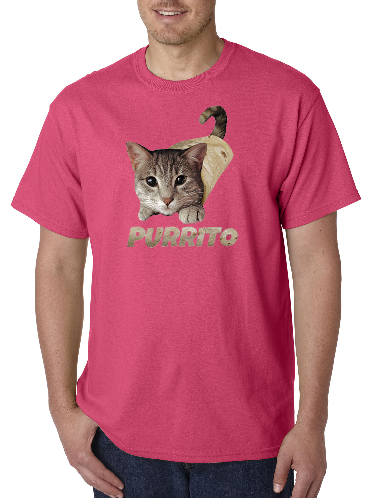 Trendy USA 1507 - Unisex T-Shirt Purrito Burrito Kitty Cat Lovers Taco Spicy Funny 3XL Heliconia