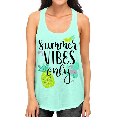 Junior S Summer Vibes Only Tee B958 PLY Mint Green Racerback Tank Top Small