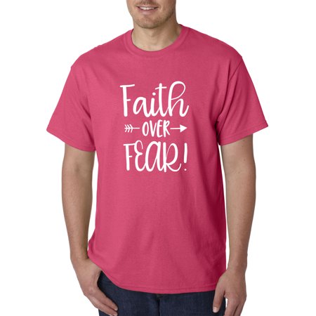 Trendy USA 1253 - Unisex T-Shirt Faith Over Fear Script Medium Heliconia