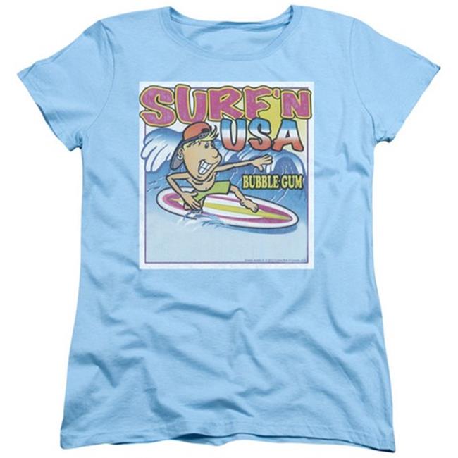 Trevco Dubble Bubble-Surfn Usa Gum - Short Sleeve Womens Tee - Light Blue  Medium