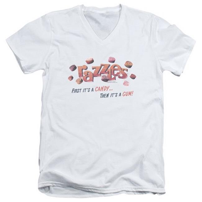 Trevco Dubble Bubble-a Gum and a Candy - Short Sleeve Adult 30-1 V-Neck Tee - White & 2X