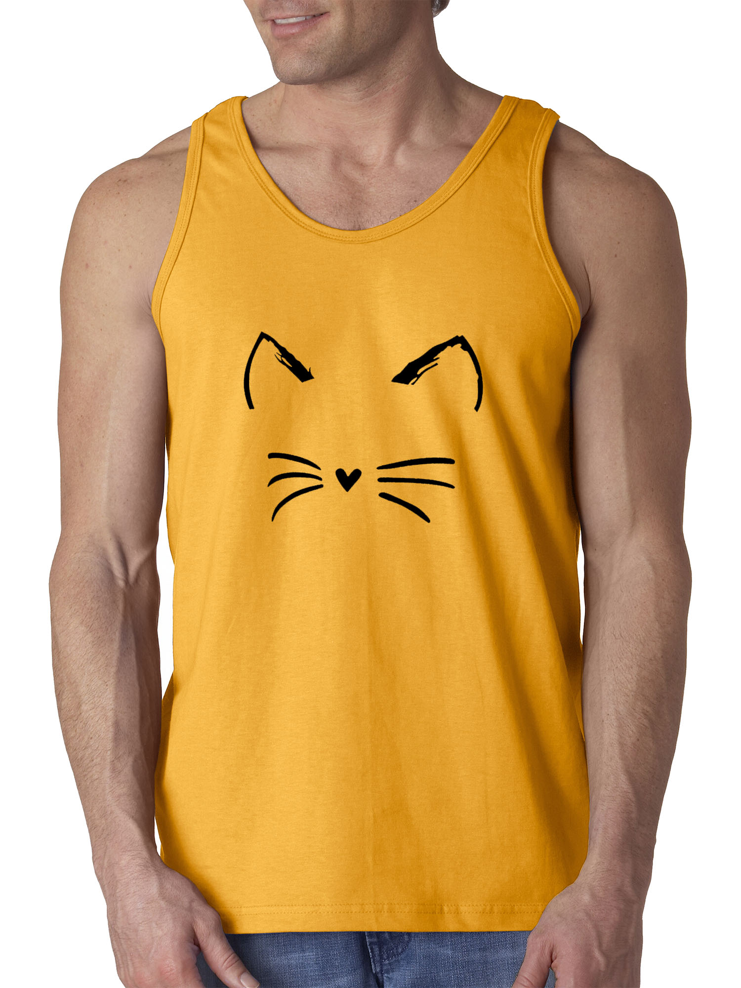 New Way 1128 - Men's Tank-Top Cat Whiskers Silhouette Heart Nose XL Gold