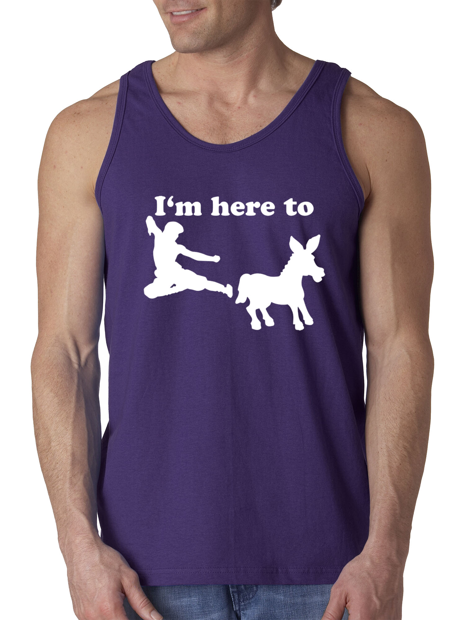 Trendy USA 1229 - Men's Tank-Top I'm Here to Kick Ass Karate Donkey 2XL Purple