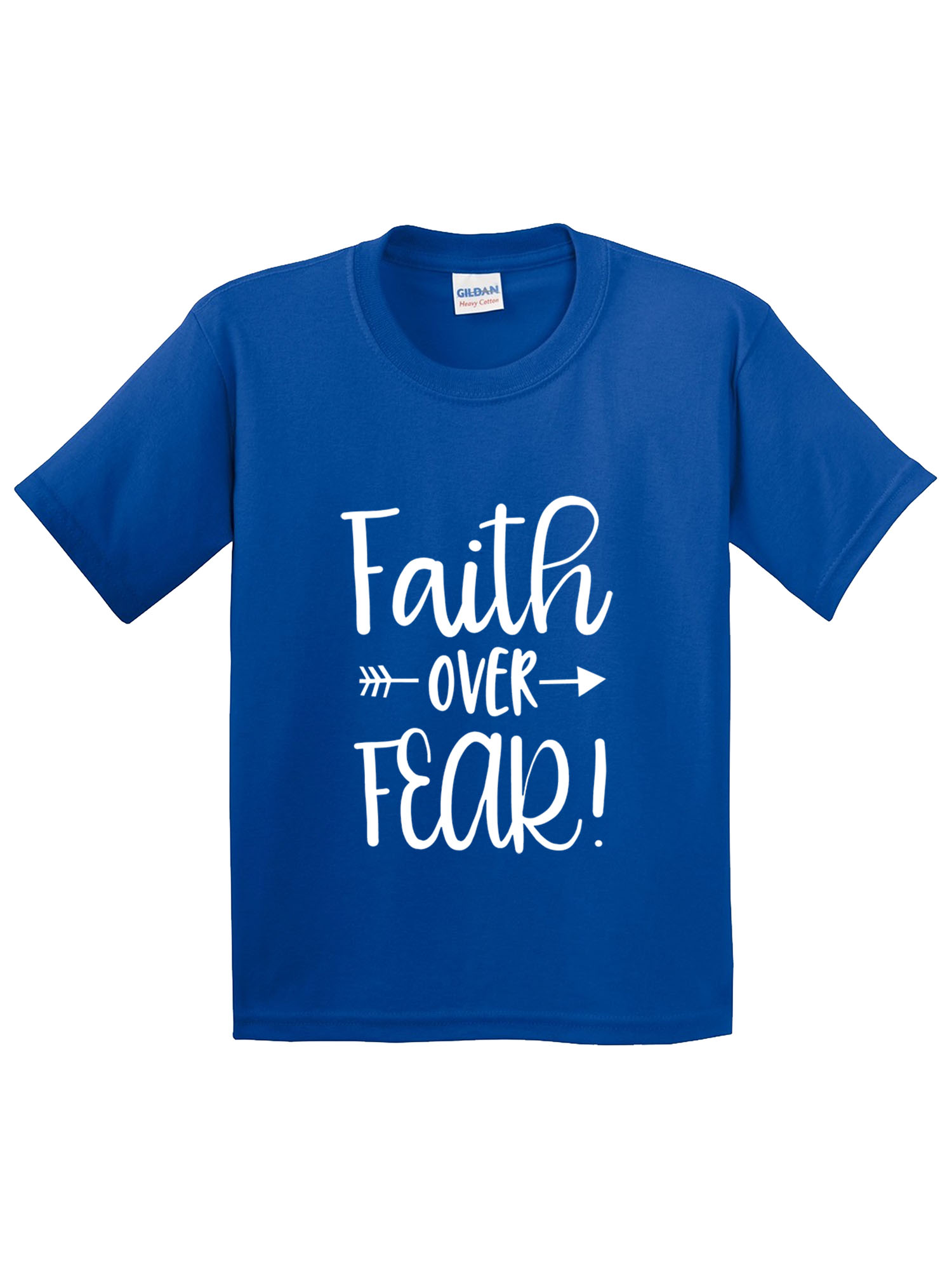 Trendy USA 1253 - Youth T-Shirt Faith Over Fear Script Small Royal Blue