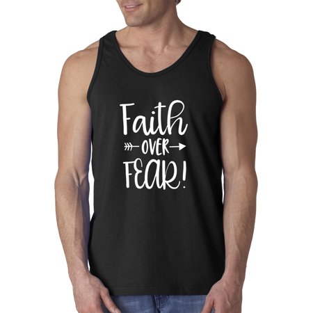 Trendy USA 1253 - Men's Tank-Top Faith Over Fear Script 2XL Black