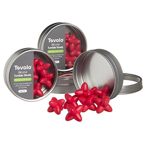 32 Piece Tovolo Red Silicone Tumble Trivets Set for Kitchen Pans Hot Pots Space Saver 80-8775 thumbnail