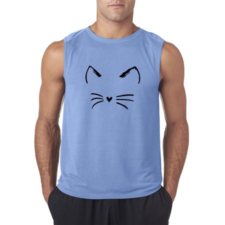 Trendy USA 1128 - Men's Sleeveless Cat Whiskers Silhouette Heart Nose 2XL Carolina Blue