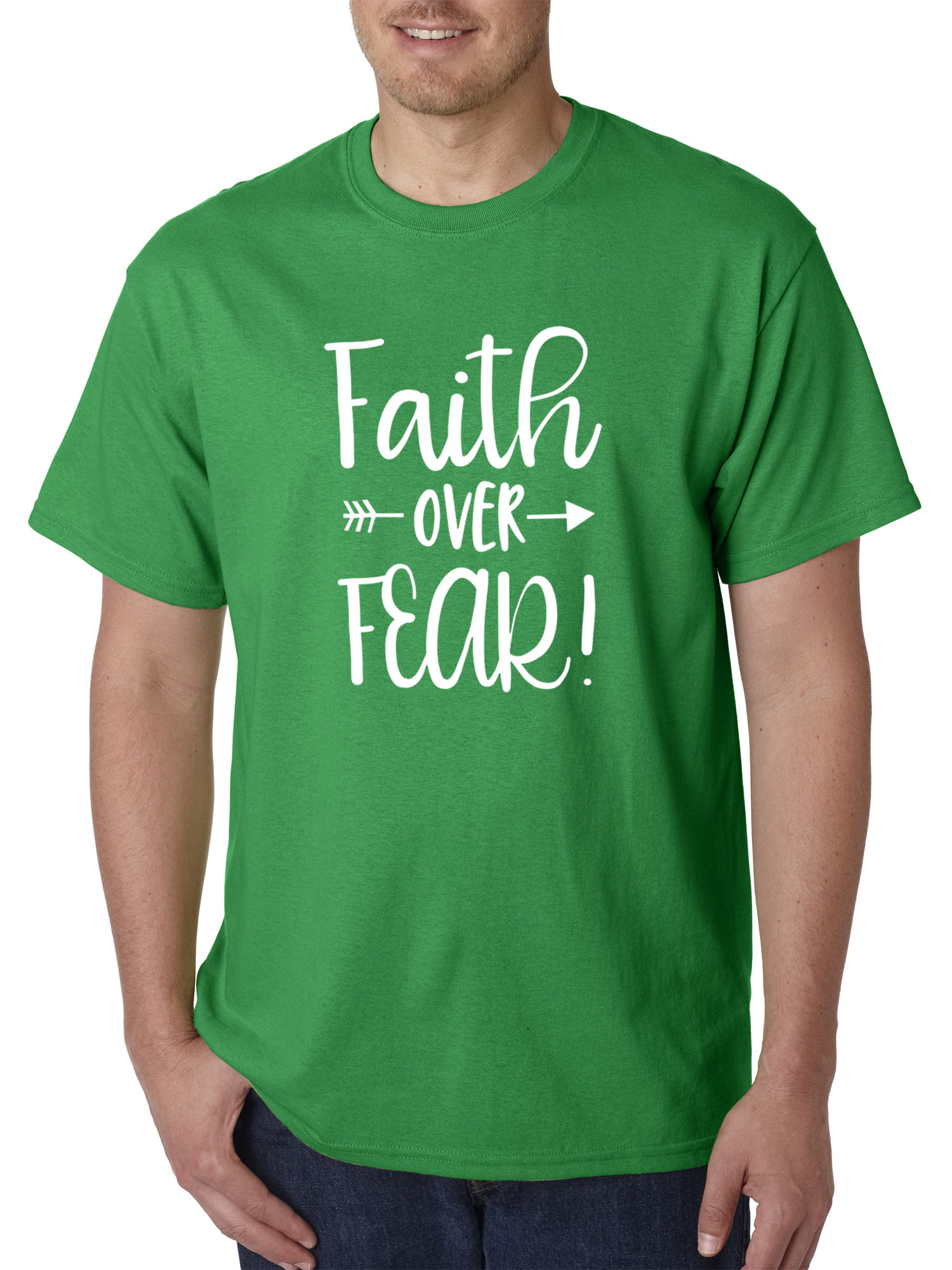 Trendy USA 1253 - Unisex T-Shirt Faith Over Fear Script Small Kelly Green