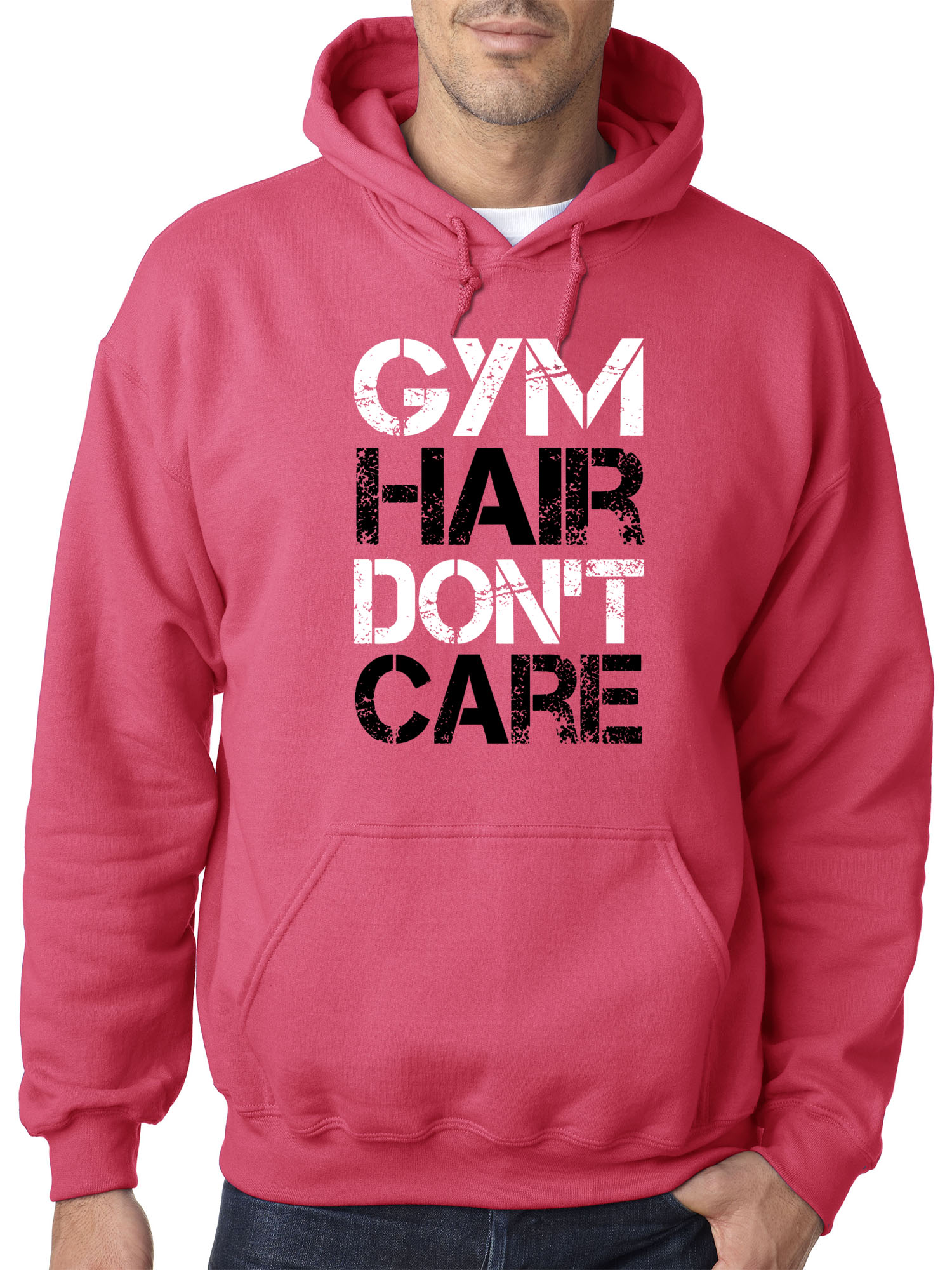 Trendy USA 1455 - Adult Hoodie Gym Hair Don't Care Workout Exercise Fitness Health Sweatshirt 3XL Heliconia
