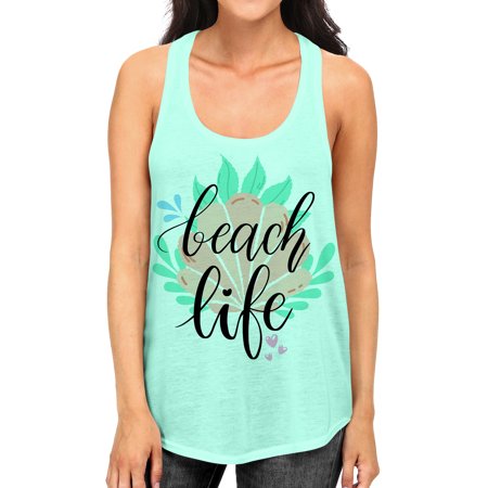 Junior S Beach Life Seashell Tee B955 PLY Mint Green Racerback Tank Top X-Large