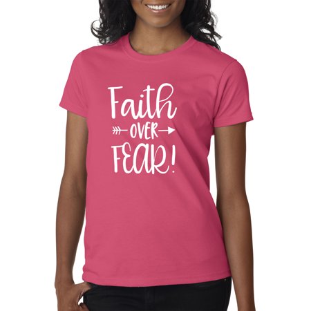 Trendy USA 1253 - Women's T-Shirt Faith Over Fear Script 2XL Heliconia