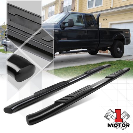 Black 5 Oval Curved Tube Side Step Nerf Bar for 99-16 F250/F350 SD Ext/Super Cab 00 01 02 03 04 05 06 07 08 09 10 11 12 13 14 15