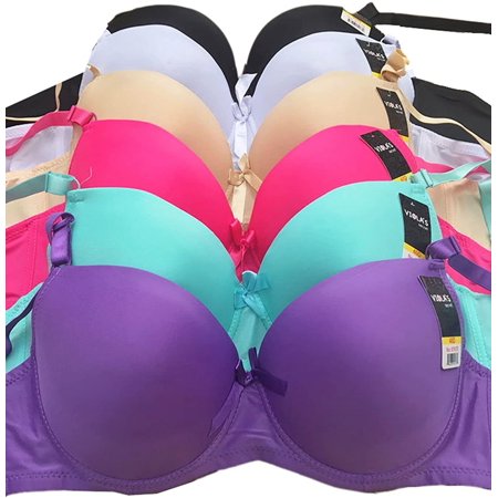 Iheyi 6 Pieces Plain Underwired Women Light Padded D/DD Demi Bra (9797) (40D, 9797)