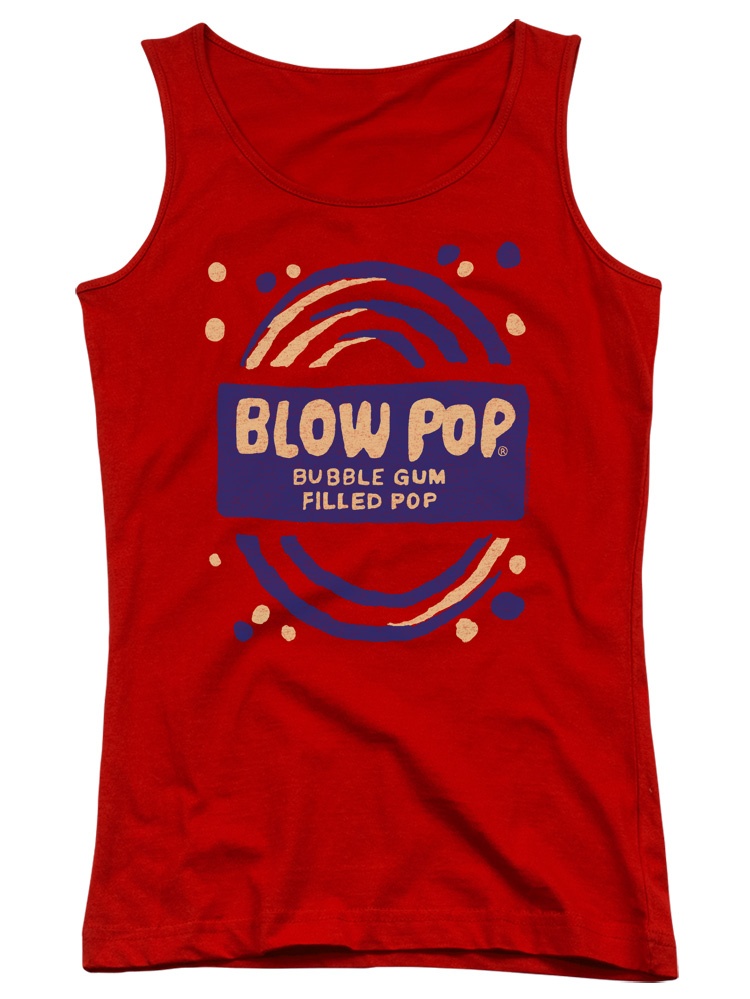 Tootsie Roll Chocolate Candy Lollipop Blow Pop Rough Painted Juniors Tank Top