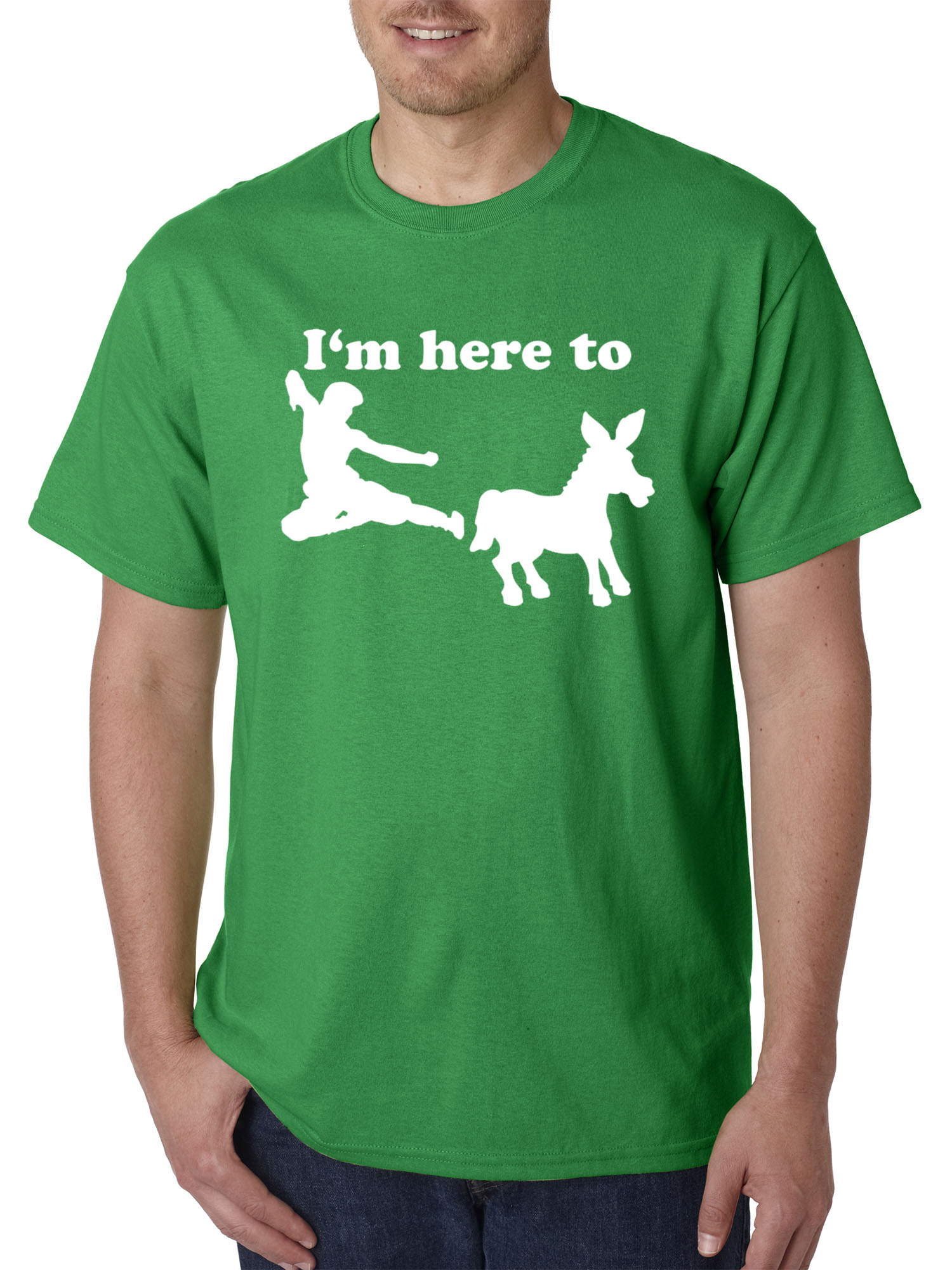 Trendy USA 1229 - Unisex T-Shirt I'm Here to Kick Ass Karate Donkey 4XL Kelly Green