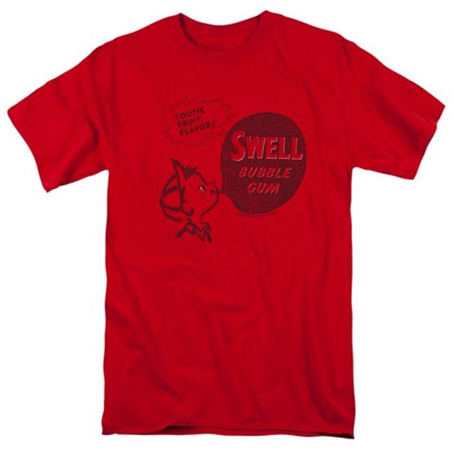 Trevco Dubble Bubble-Swell Gum - Short Sleeve Adult 18-1 Tee - Red, Extra Large