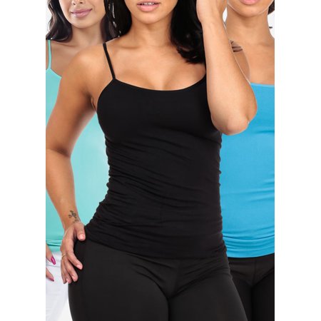 Womens Juniors Ladies SUMEMR SALE! Basic Essential Must Have One Size Super Stretchy Mint Black Royal Blue Sleeveless Racerback Top PackOne2