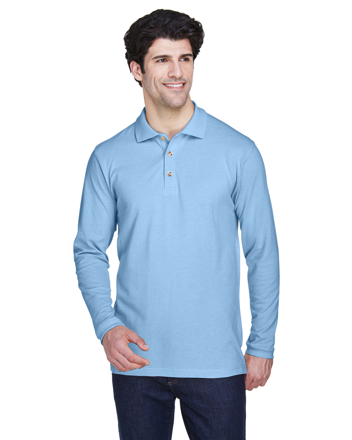 UltraClub Adult Long-Sleeve Classic Piqué Polo - 8532
