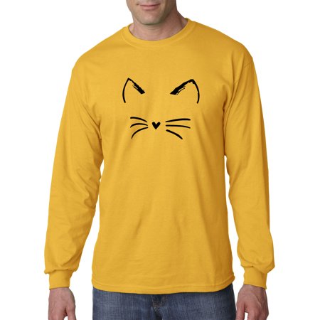 Trendy USA 1128 - Unisex Long-Sleeve T-Shirt Cat Whiskers Silhouette Heart Nose XL Gold