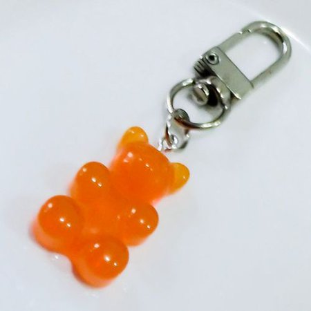Raypadula Cute Gummy Resin Keychain with Teddy Bear for Woman Candy Color Animal Bear Key Ring with Pendants Girls Headphone Cover Jewelry Wedding Gif