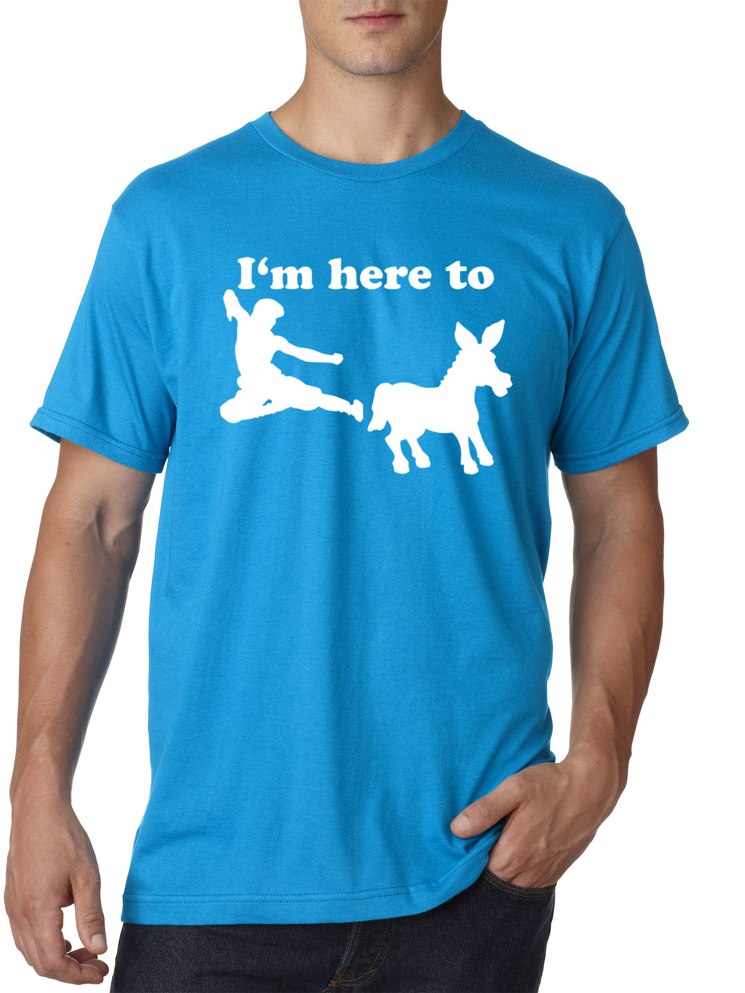 Trendy USA 1229 - Unisex T-Shirt I'm Here to Kick Ass Karate Donkey 2XL Sapphire