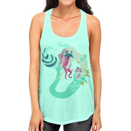 Junior S Swimming Mermaid Tee B961 PLY Mint Green Racerback Tank Top Small