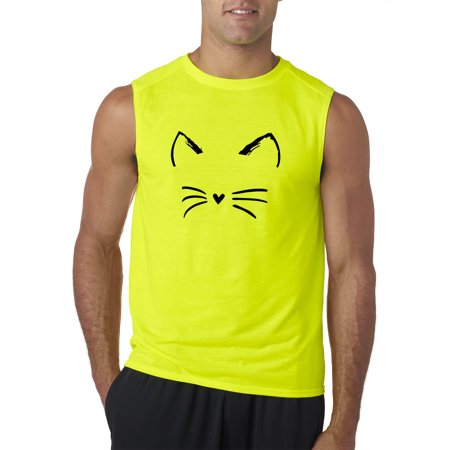 New Way 1128 - Men's Sleeveless Cat Whiskers Silhouette Heart Nose Small Safety Green
