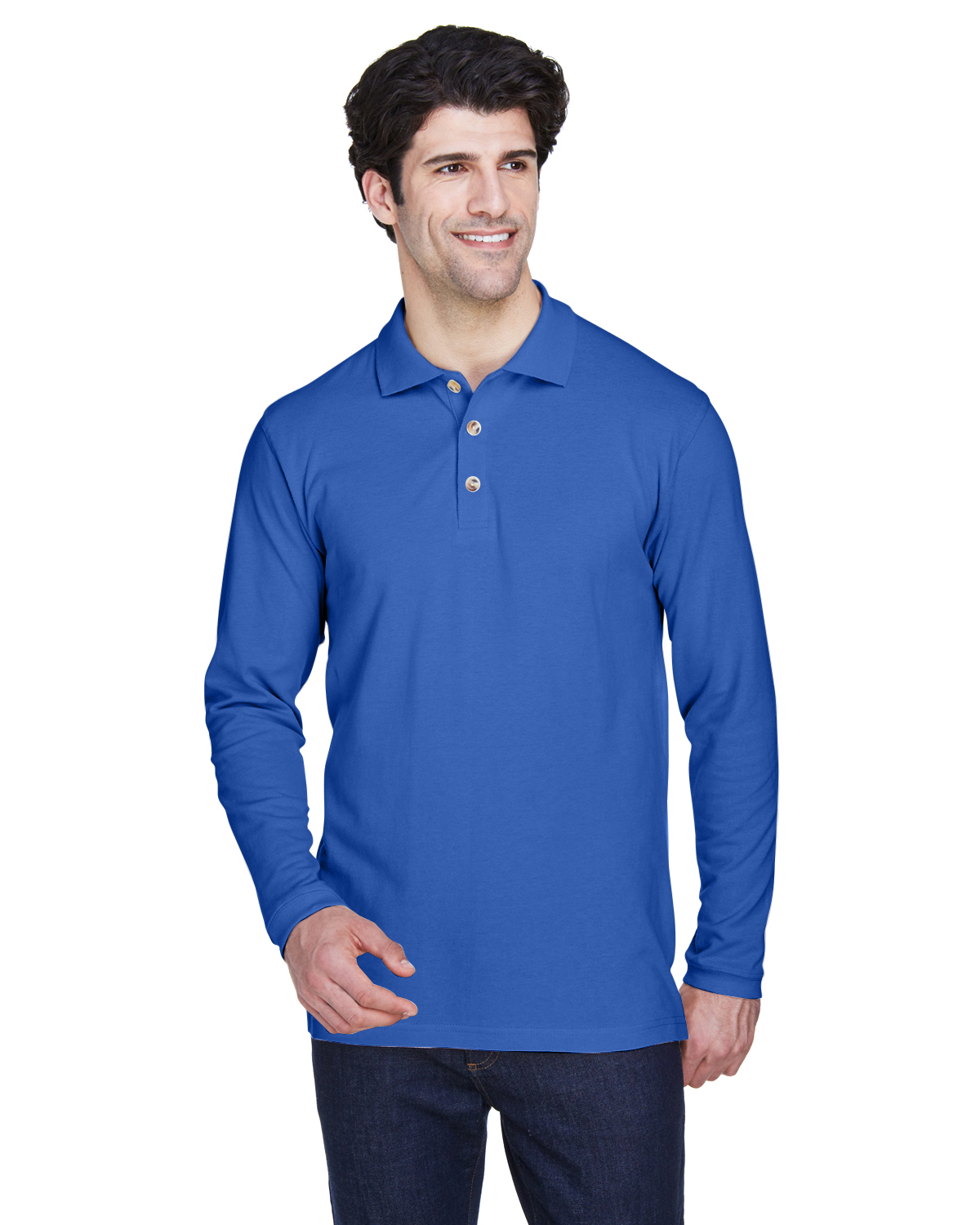UltraClub Adult Long-Sleeve Classic Piqué Polo - 8532