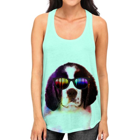Junior S Galaxy Rave Saint Bernard B682 Mint Green Racerback Tank Top Small
