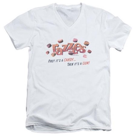 Trevco Dubble Bubble-a Gum and a Candy - Short Sleeve Adult 30-1 V-Neck Tee - White & Extra Large