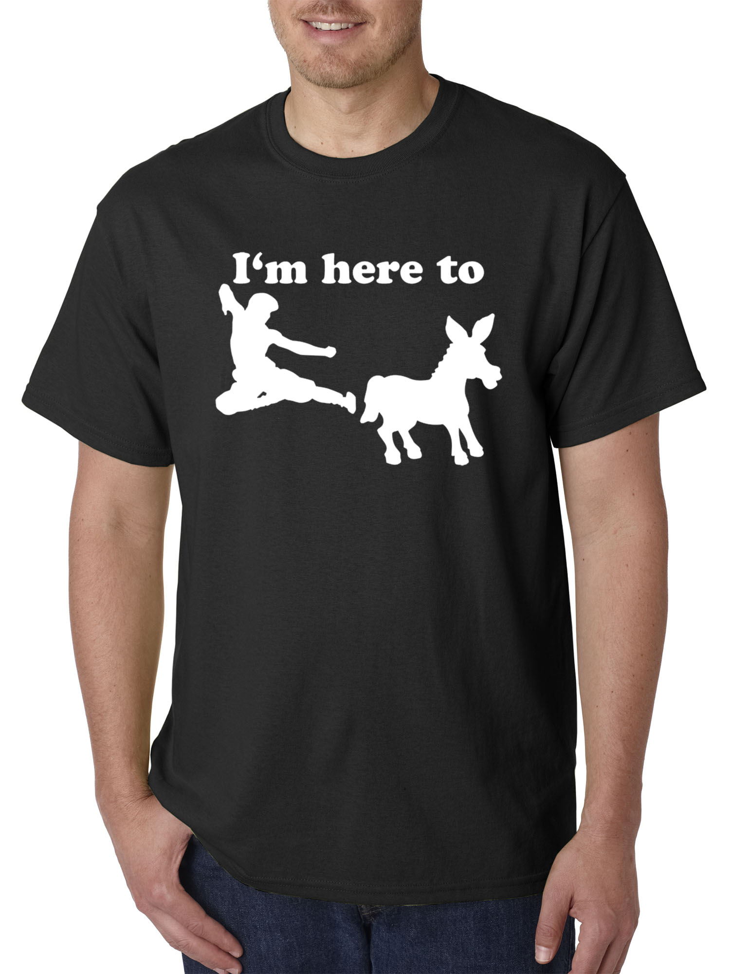 Trendy USA 1229 - Unisex T-Shirt I'm Here to Kick Ass Karate Donkey XL Black