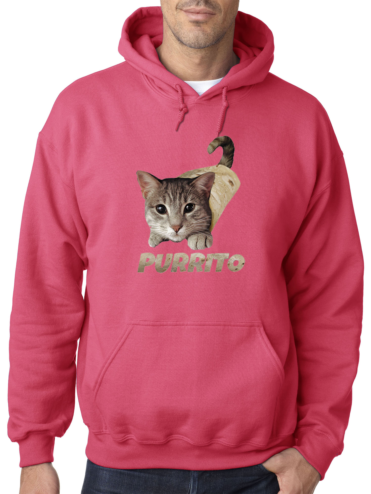Trendy USA 1507 - Adult Hoodie Purrito Burrito Kitty Cat Lovers Taco Spicy Funny Sweatshirt 2XL Heliconia