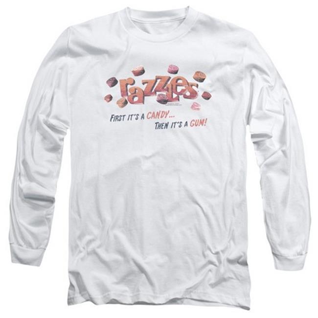 Trevco Dubble Bubble-a Gum and a Candy - Long Sleeve Adult 18-1 Tee - White & Large