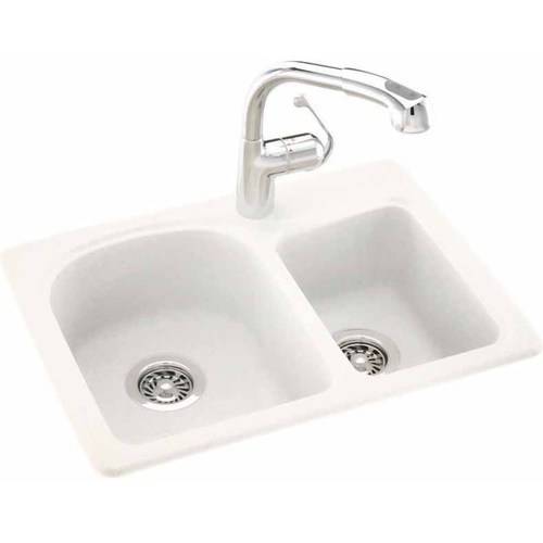 Swan KSDB-2518-010 25  X 18  Swanstone Double-Basin Dual Mount Kitchen Sink  Available in Various Colors