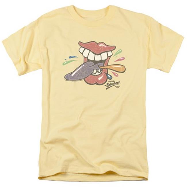 Trevco Dubble Bubble-Rolling Tongue - Short Sleeve Adult 18-1 Tee - Banana, 2X
