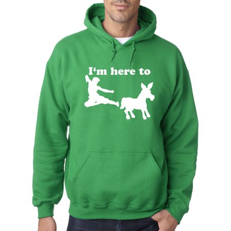 Trendy USA 1229 - Adult Hoodie I'm Here to Kick Ass Karate Donkey Sweatshirt 4XL Kelly Green