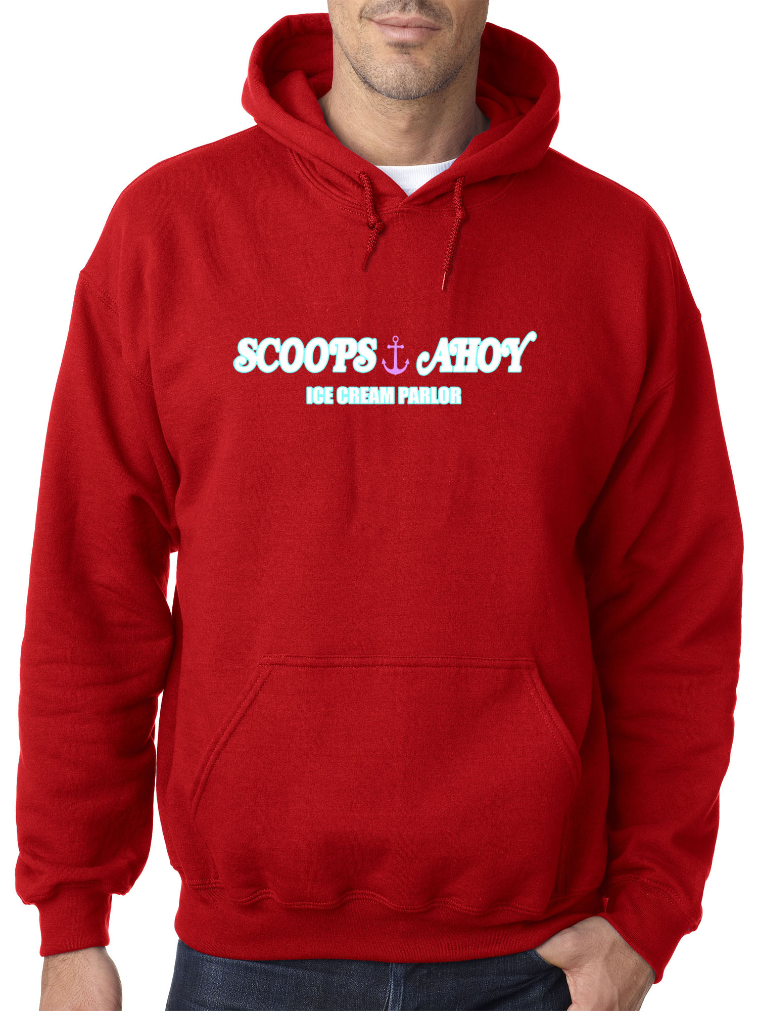 Trendy USA 1312 - Adult Hoodie Scoops Ahoy Ice Cream Palor Pop Culture Stranger Sweatshirt Large Red