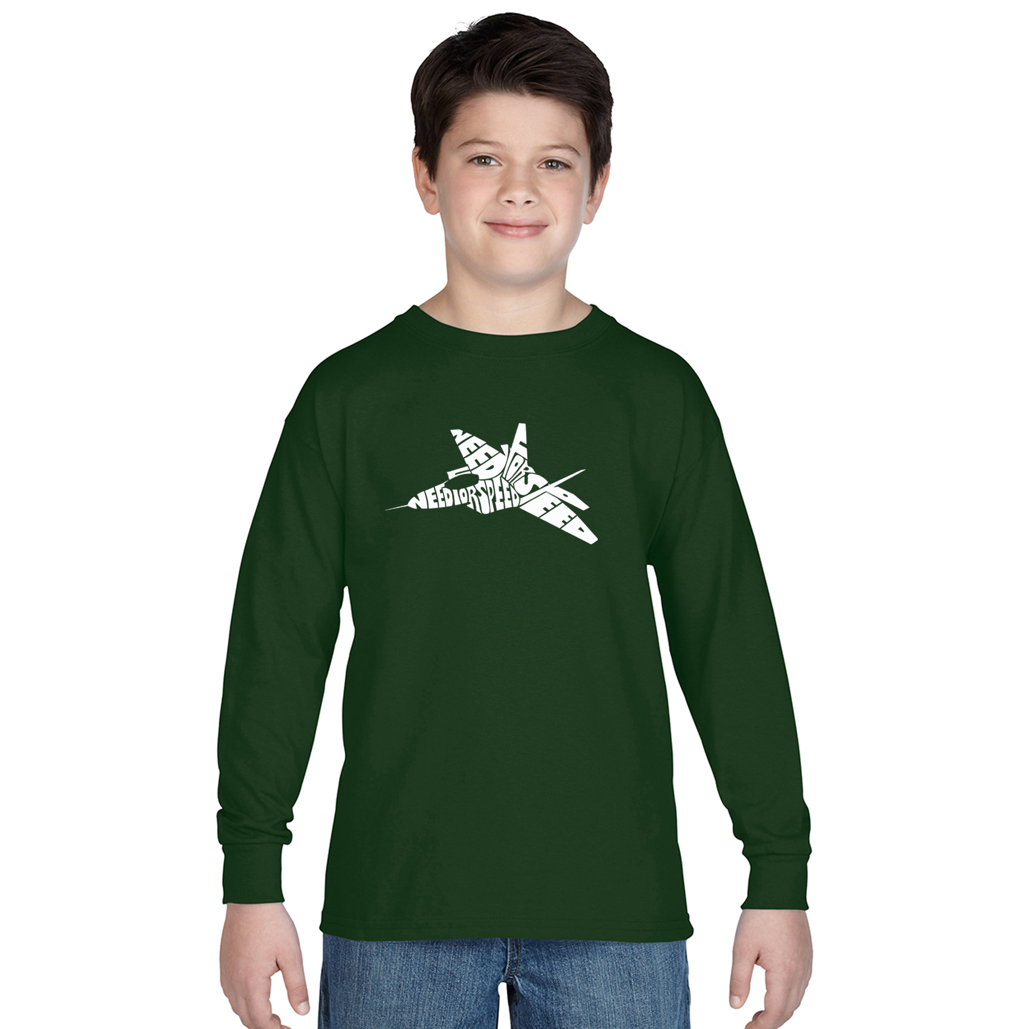 LA Pop Art Boy S Word Art Long Sleeve - FIGHTER JET - NEED for SPEED