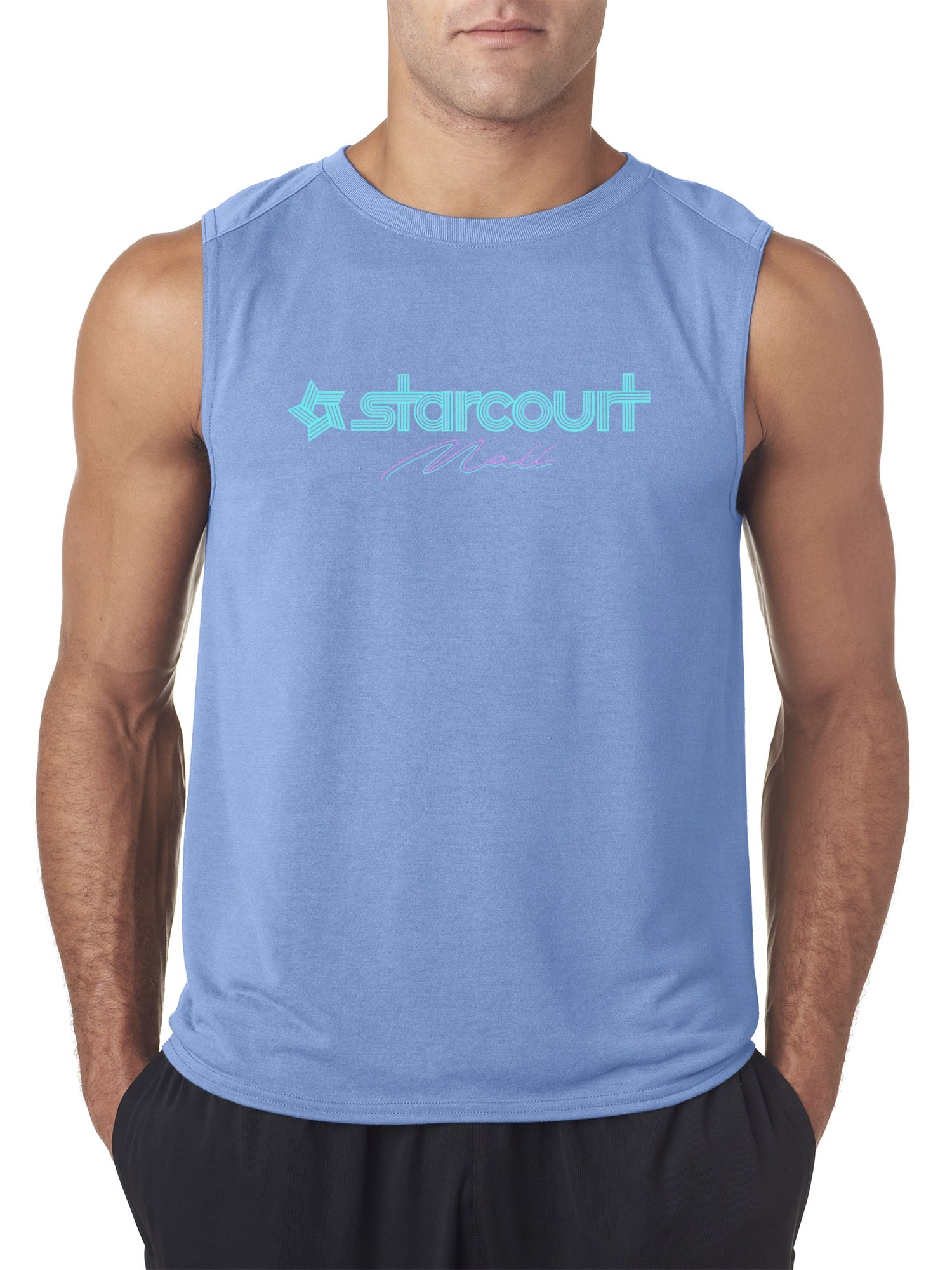 Trendy USA 1311 - Men's Sleeveless Starcourt Mall Stranger TV Movie Pop Culture XL Carolina Blue